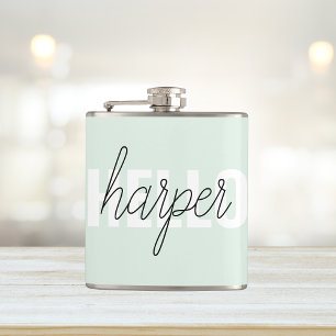 Flasques Modern Pastel Mint Bonjour Et Vous Nom