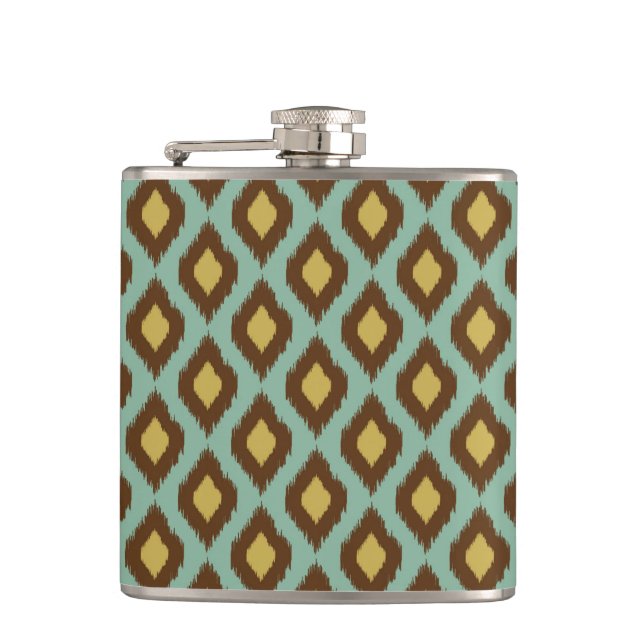 Flasques Moderne jaune bleu d'ikat tribal moderne (Devant)