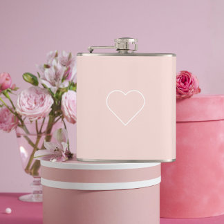 Flasques Moderne Pastel Rose & Coeur Minimaliste Beau Cadea
