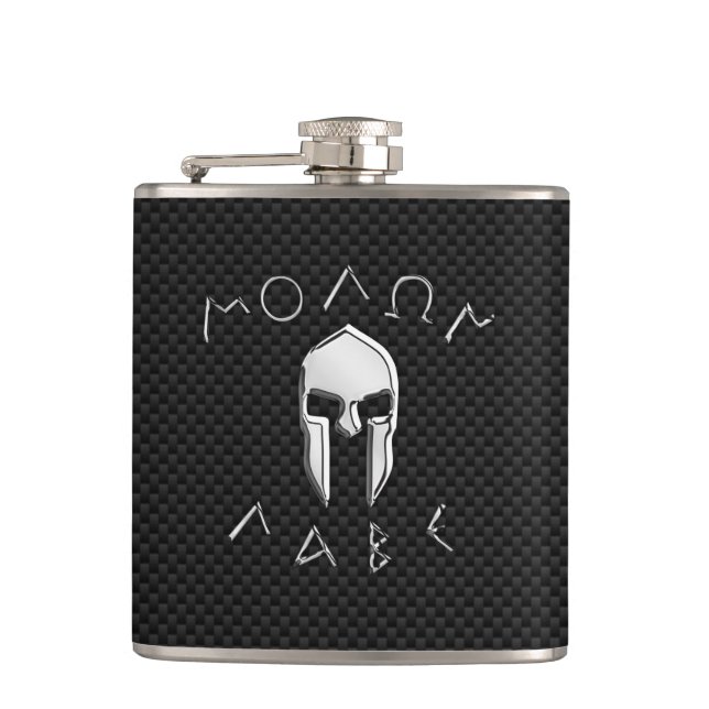 Flasques Molon Labe Chrome Spartan Casque sur fibre de carb (Devant)
