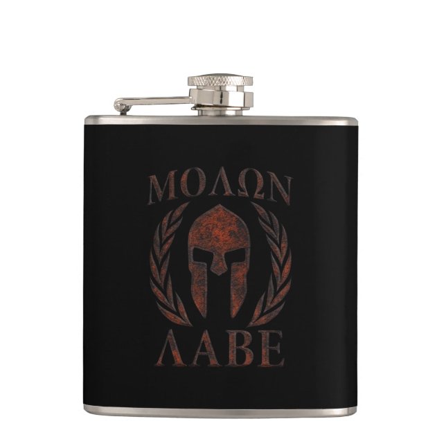 Flasques Molon Labe Laurels, guerrier Masque de fer (Devant)