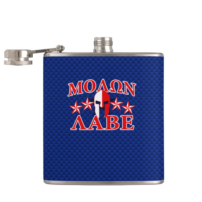 Flasques Molon Labe Spartan Warrior Mask 5 étoiles Patriot (Ouvert)