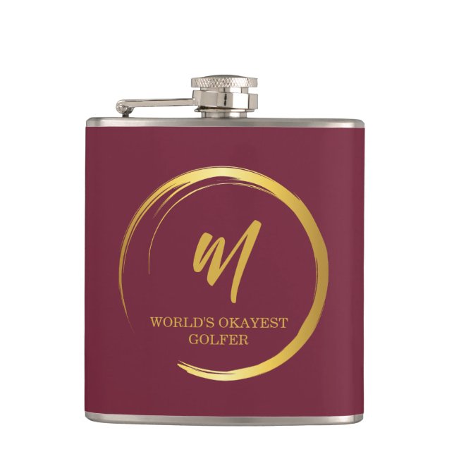 Flasques Mondes Okayest Golfer Gold Monogramme (Devant)