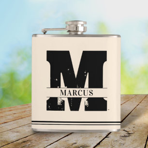 Flasques Monogram moderne et nom Man
