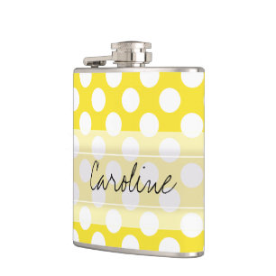 Flasques Monogramme Blanc Jaune Tendance Motif de Poche Fun