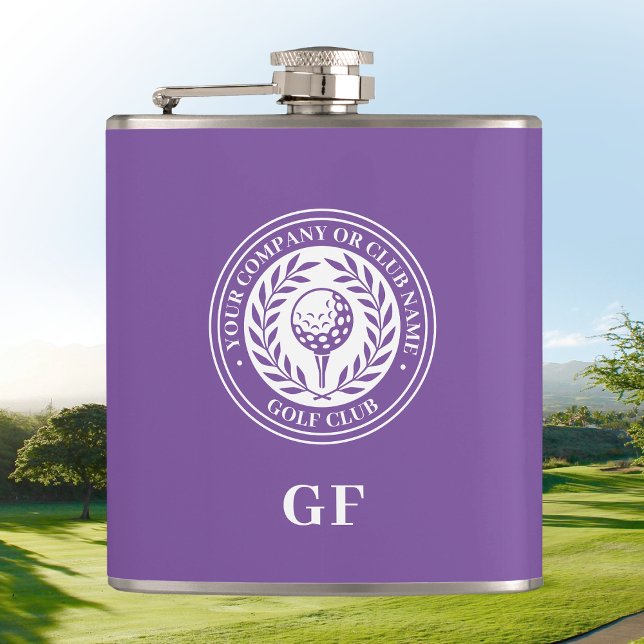 Flasques Monogramme classique Nom personnalisé pourpre (Créateur téléchargé)