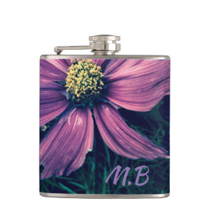 Flasques Monogramme d'art photo de fleurs violet foncé