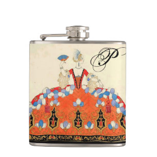 FLASQUES MONOGRAMME DE CONCEPTEUR DE MODE LADANGE ORANGE