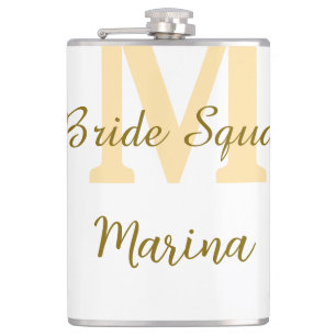Flasques Monogramme de l'équipe de la mariée simple shower 
