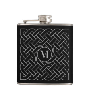 Flasques Monogramme de noeud céleste d'argent noir