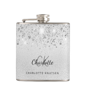 Flasques Monogramme des meilleures amies avec paillettes ar