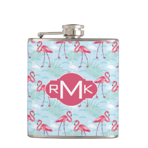 Flasques Monogramme du motif de Flamant rose