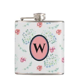 Flasques Monogramme élégant de style vintage avec motif flo