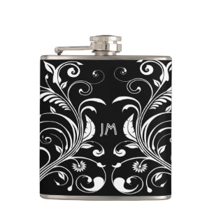 Flasques Monogramme élégant vintage girly floral