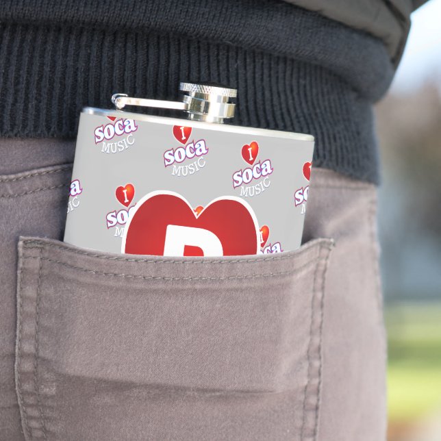Flasques MONOGRAMME J'AIME SOCA sur GRIS (En situation)