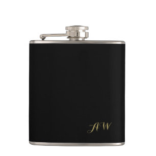 Flasques Monogramme minimaliste moderne noir