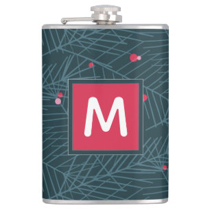 Flasques Monogramme Moderne Épinette et Baies Fêtes sur mes
