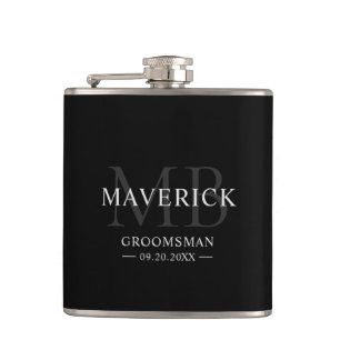 Flasques Monogramme moderne Initiales Groomsmen Mariage Cad