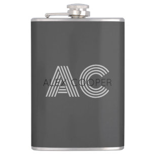 Flasques Monogramme moderne noir et gris