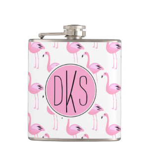 Flasques Monogramme rose des Flamants roses