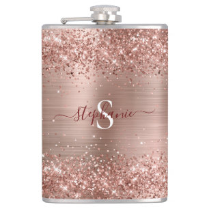 Flasques Monogramme rose Gold Faux Parties scintillant Girl