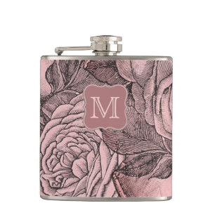 Flasques Monogramme rose pâle Rose