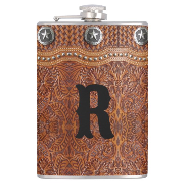 Flasques Monogramme rustique de l'Ouest du pays Groomsman i (Devant)