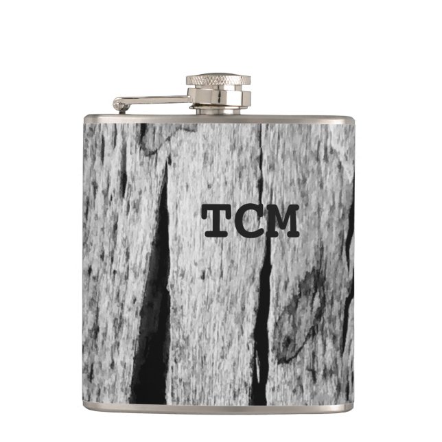 Flasques Monogramme sur bois noir et blanc (Devant)