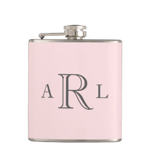 Flasques Monogramme trois lettres rose classique