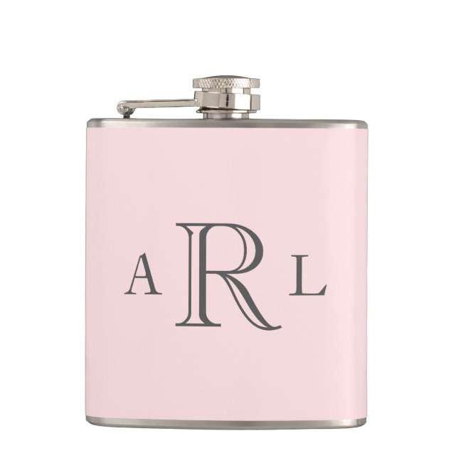 Flasques Monogramme trois lettres rose classique (Devant)