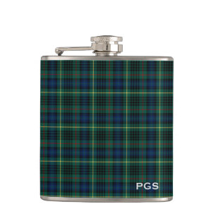 Flasques Monogramme vert de tartan de chasse de Stewart de