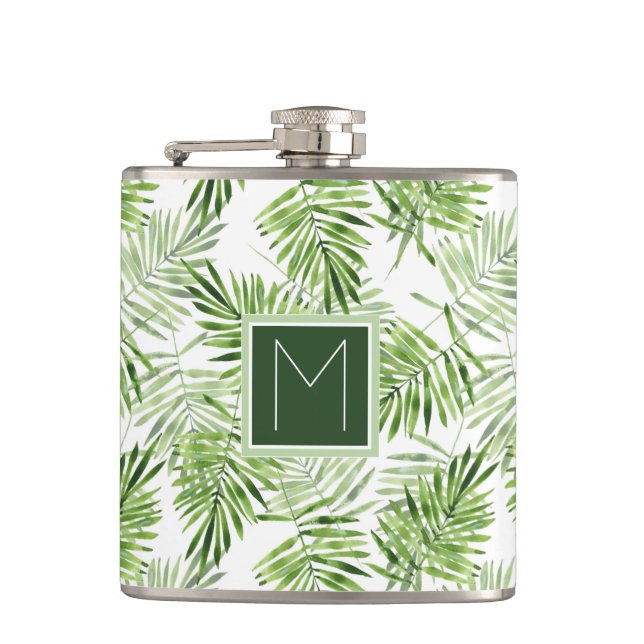 Flasques Monogramme vert des palmettes | (Devant)