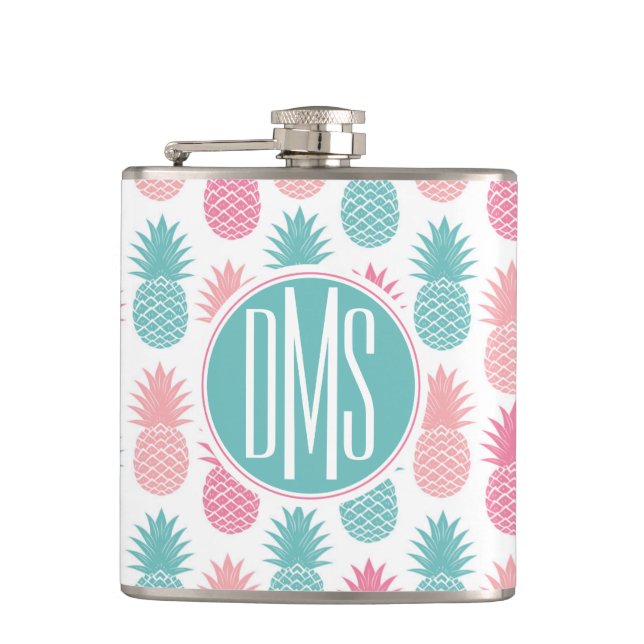 Flasques Monogramme vintage du motif | d'ananas (Devant)