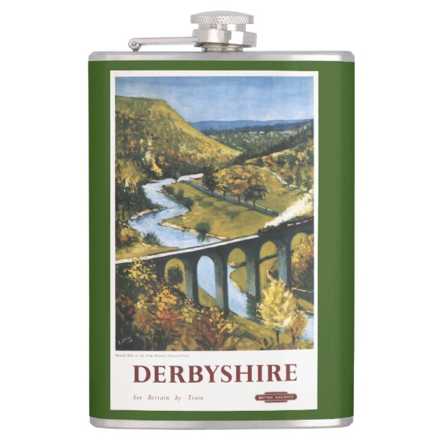 Flasques Monsal Dale, train et viaduc British Rail (Devant)