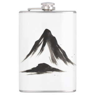 Flasques Montagne calme - Paysage en pinceau d'encre sur