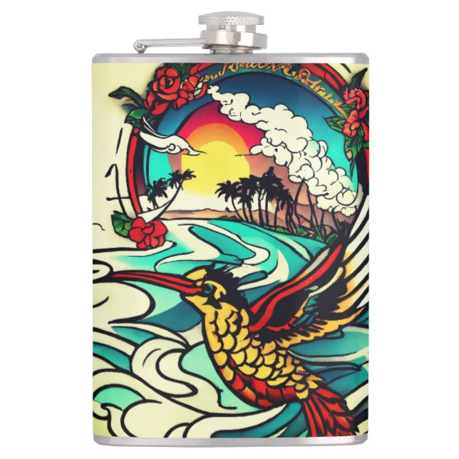 Flasques Monterey Tattoo Design : Un symbole de force Pow- (Devant)