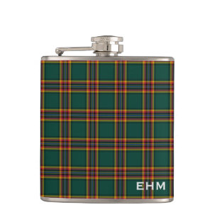 Flasques Moran Tartan Monogramme vert foncé Plaid