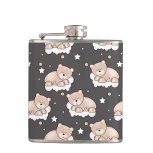 Flasques motif avec le petit sommeil d'ours