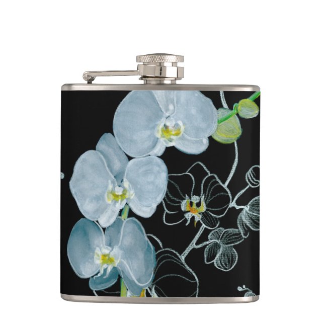 Flasques Motif blanc d'orchidées d'aquarelle (Devant)