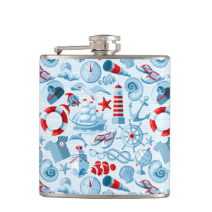 Flasques Motif blanc et bleu rouge nautique
