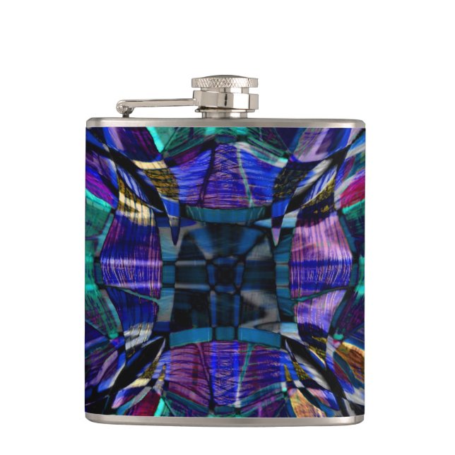 Flasques Motif bleu de fractale (Devant)