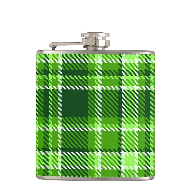Flasques Motif Checkered de couleur verte (Devant)