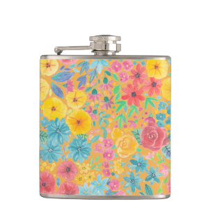 Flasques Motif d'aquarelle florale en jaune