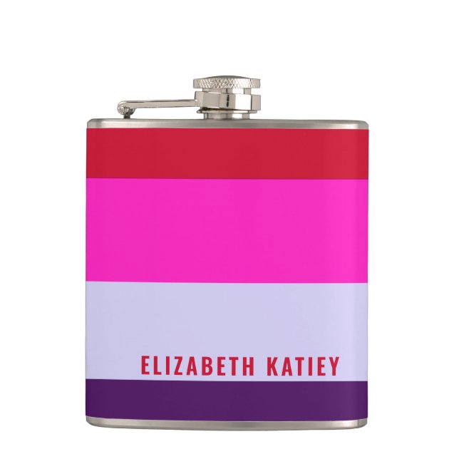 Flasques Motif de bandes rouge, rose et violet (Devant)