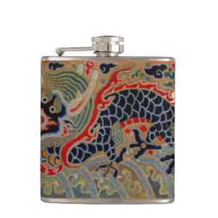 Flasques Motif de broderie en soie de dragon chinois antiqu