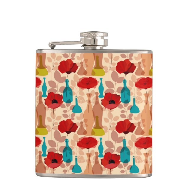 Flasques Motif de fleurs, de vases et de bouteilles (Devant)