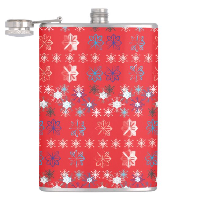 Flasques Motif de flocon de neige moderne Red Christmas (Ouvert)