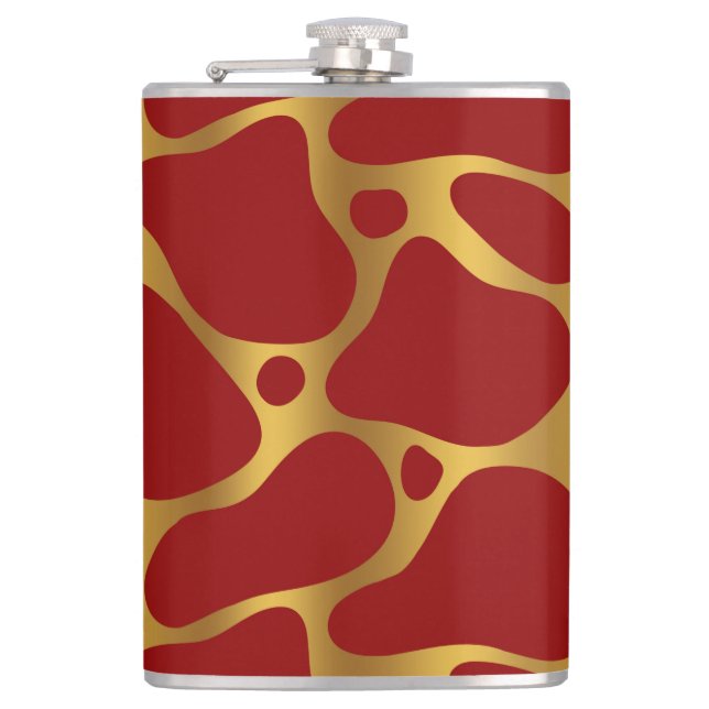 Flasques motif de girafe rouge poster de animal et or (Devant)