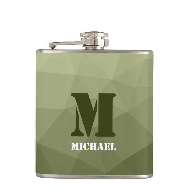 Flasques Motif de maille géométrique vert clair de l'armée (Devant)