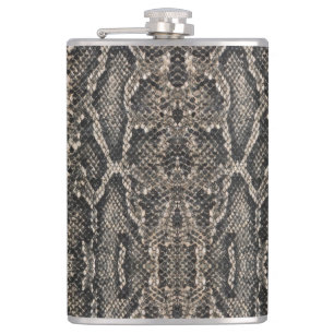 Flasques motif de peau de serpent brun  
